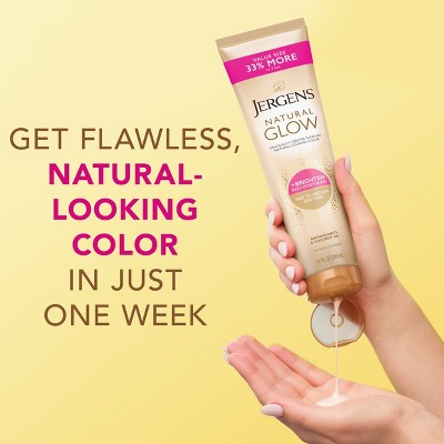 Jergens Natural Glow Brightening Daily Moisturizer + Self Tanner Tanning Lotion Fair to Medium 10 fl oz - New