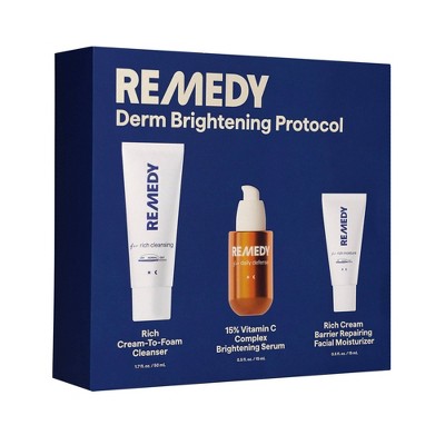 Remedy Skin Brightening 3-Piece Skincare Kit with Gentle Cleanser Vitamin C Serum 2.7oz - Imperfect Box