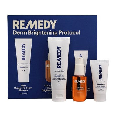 Remedy Skin Brightening 3-Piece Skincare Kit with Gentle Cleanser Vitamin C Serum 2.7oz - Imperfect Box