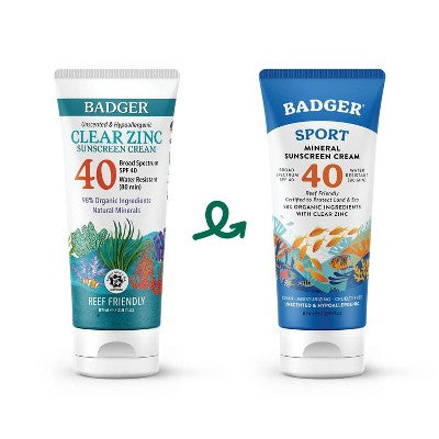 Badger Sport Mineral Sunscreen Cream SPF 40 2.9 fl oz - Imperfect Container