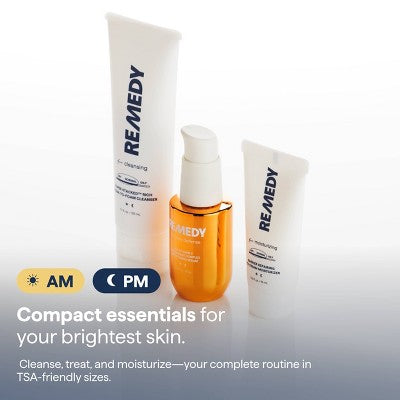 Remedy Skin Brightening 3-Piece Skincare Kit with Gentle Cleanser Vitamin C Serum 2.7oz - Imperfect Box