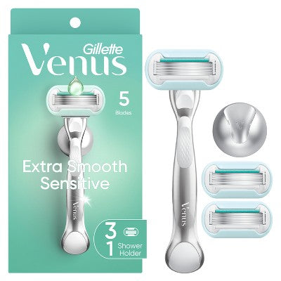 Venus Extra Smooth Sensitive Value Pack Women's Razor + 3 Razor Blade Refills - Missing Box
