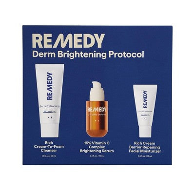 Remedy Skin Brightening 3-Piece Skincare Kit with Gentle Cleanser Vitamin C Serum 2.7oz - Imperfect Box
