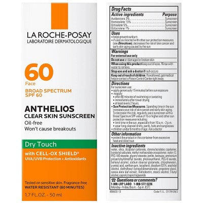 La Roche Posay Anthelios Clear Skin Dry Touch Face Sunscreen SPF 60 1.7 fl oz - Missing Box