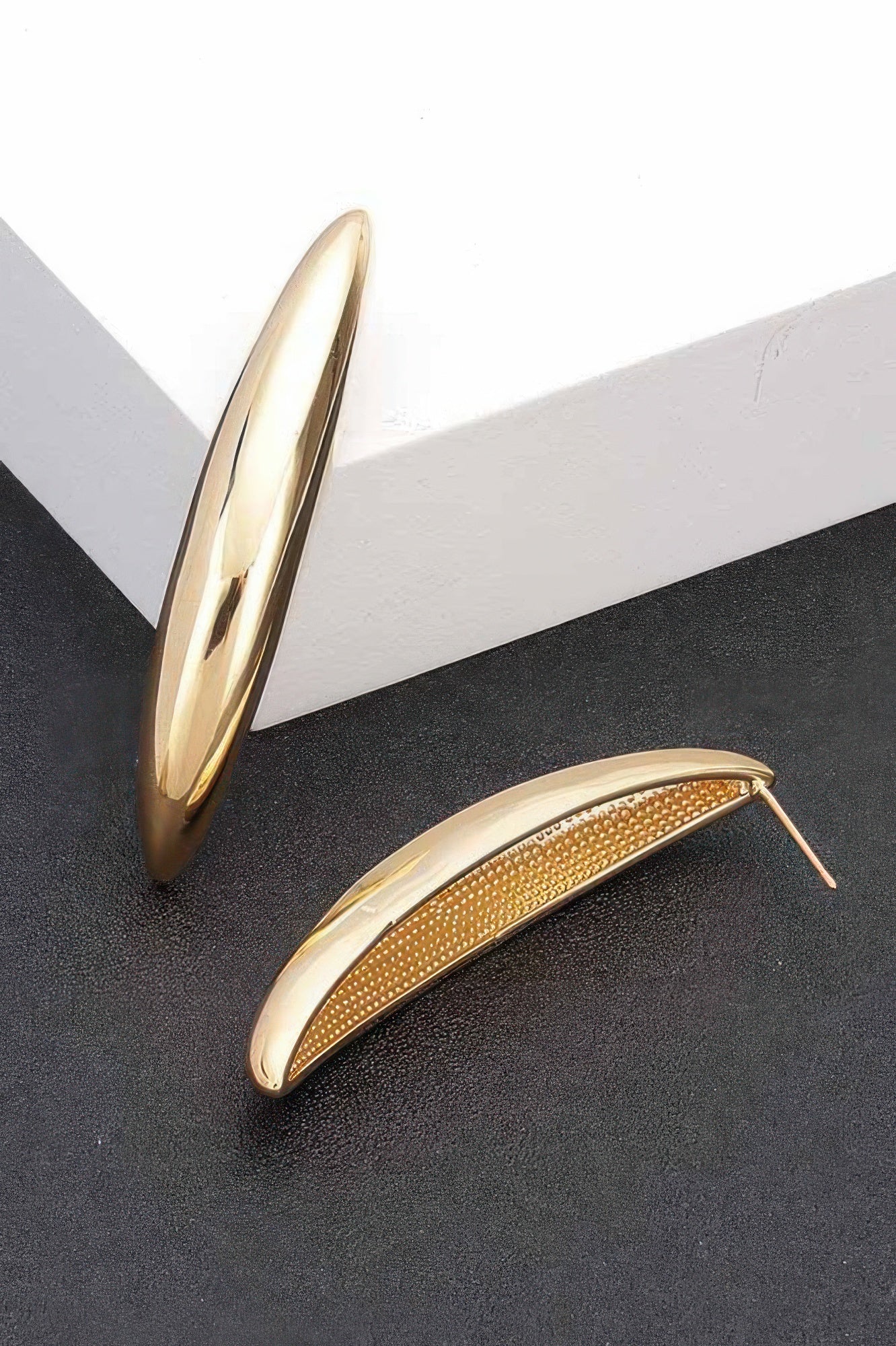 GUGGENHEIM Curved Metal Vintage Stud Earrings: BYMANYC ® New York-0