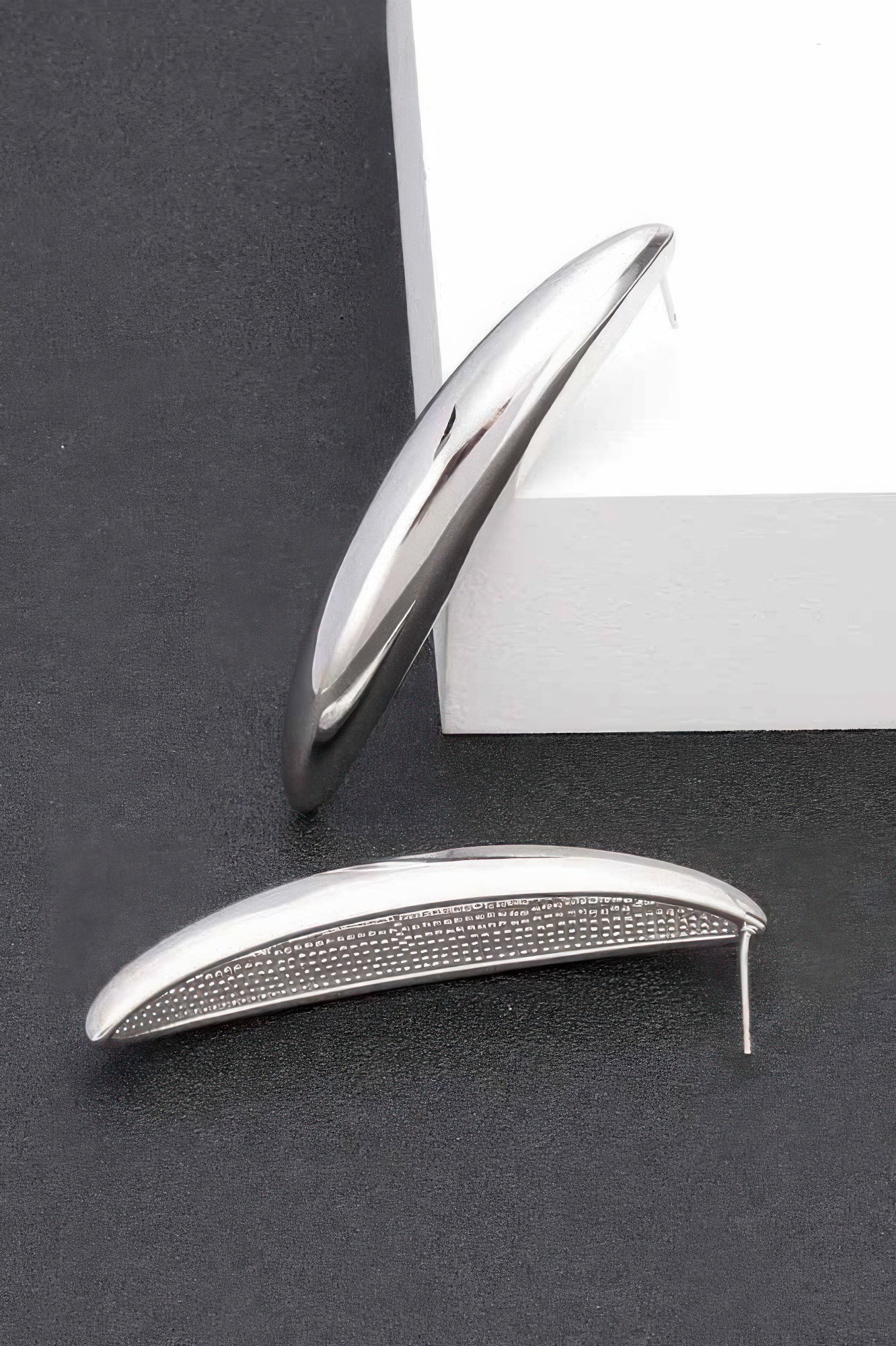 GUGGENHEIM Curved Metal Vintage Stud Earrings: BYMANYC ® New York-2