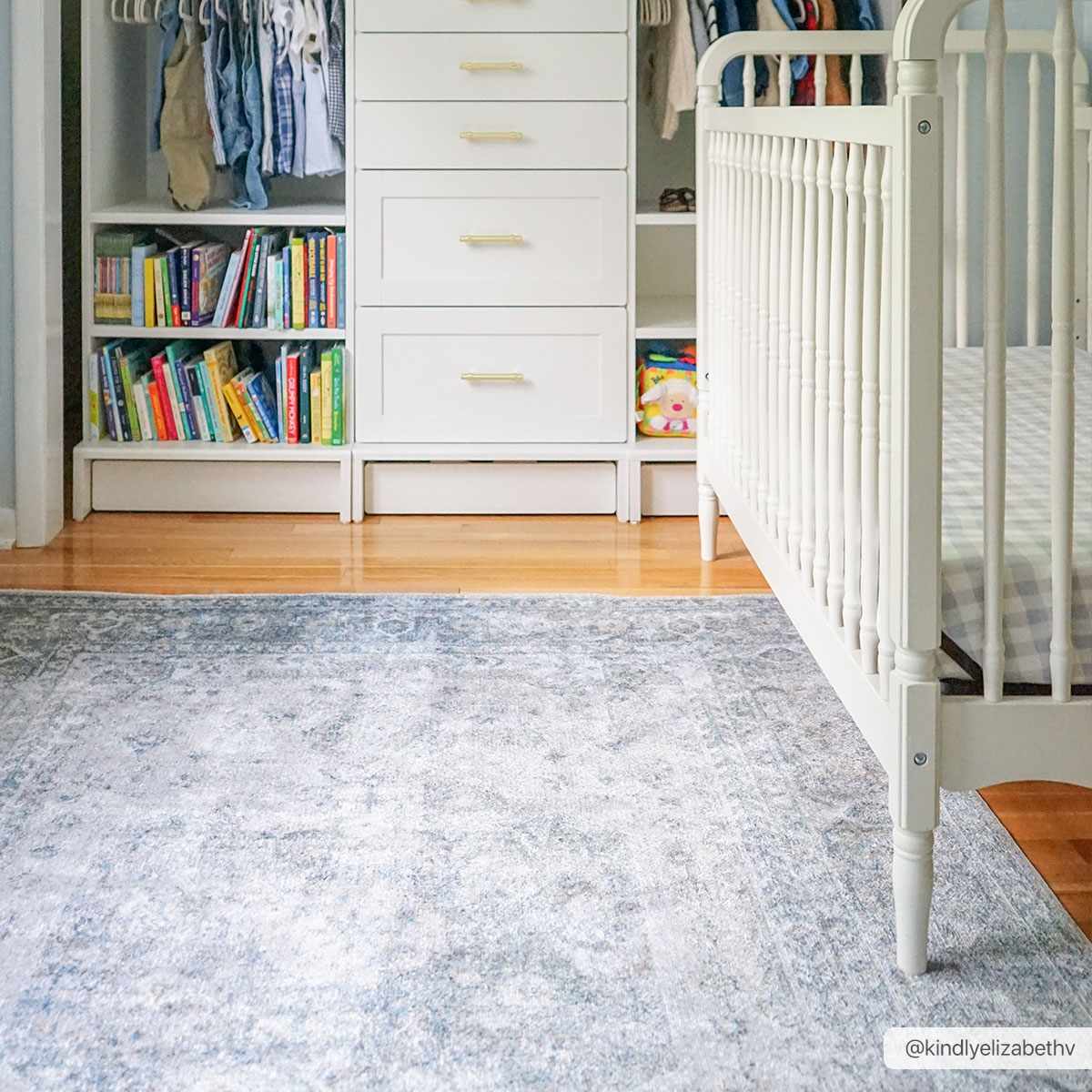 Gael Blue Flat Pile Washable Rug-1