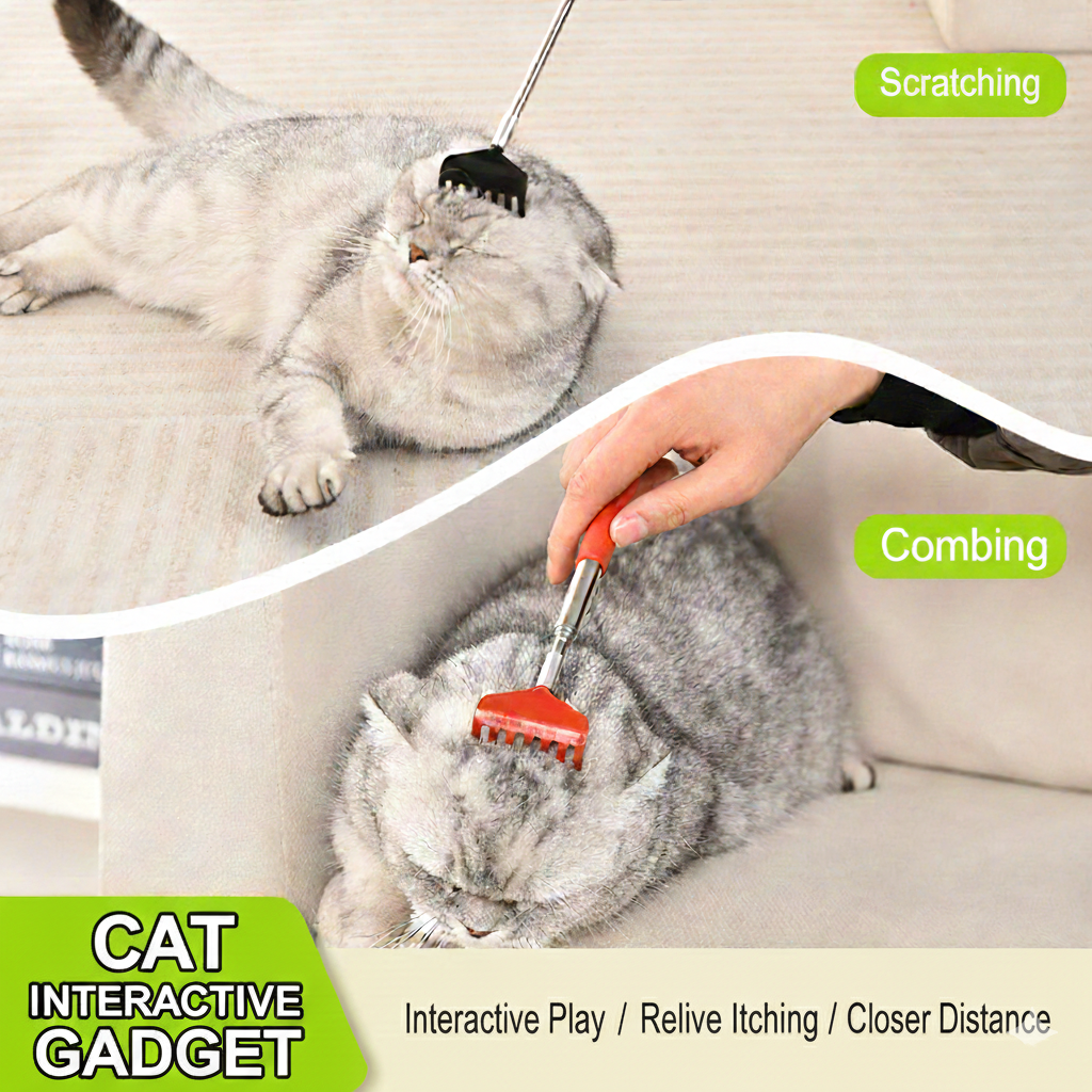 Portable Extendable Pet Scratcher & Groomer - Interactive Cat Massage Tool