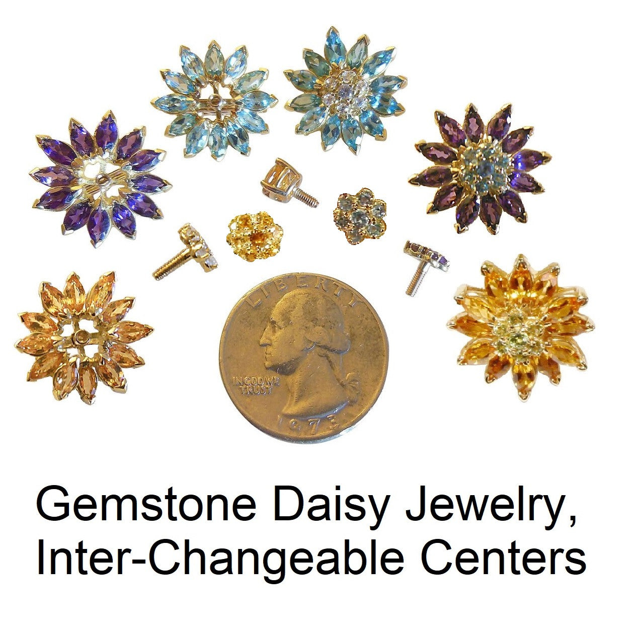 Sapphire Daisy Earrings: Pink, Yellow, Orange or White Sapphires in 18K Gold. Blue Sapphires Priced Separately.-22