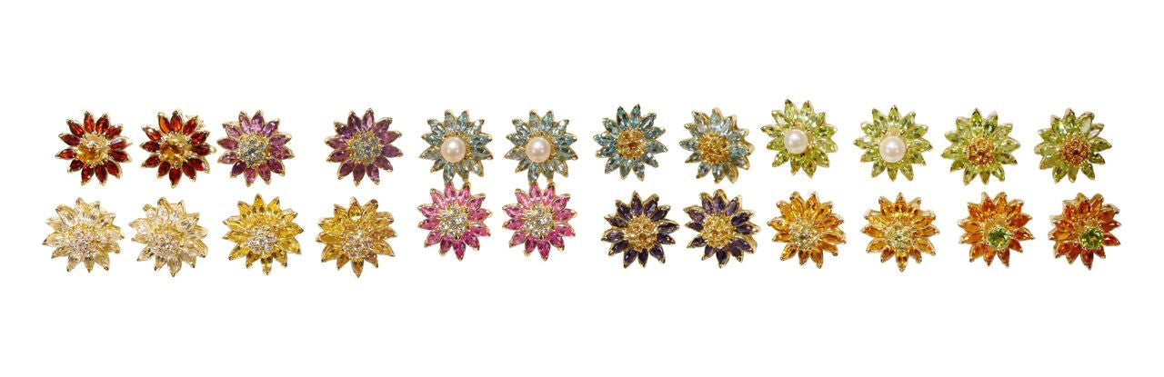 Colorful Daisy Ring-18K Gold with Semi-Precious Gemstones (Precious Gems Also Available)-29