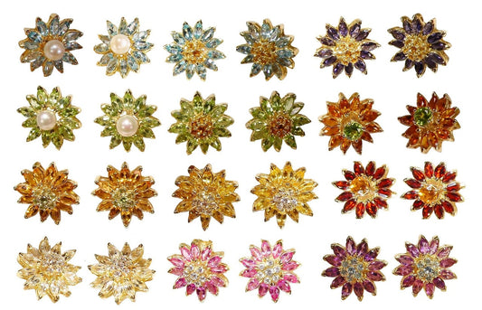 Colorful Daisy Ring-18K Gold with Semi-Precious Gemstones (Precious Gems Also Available)-30