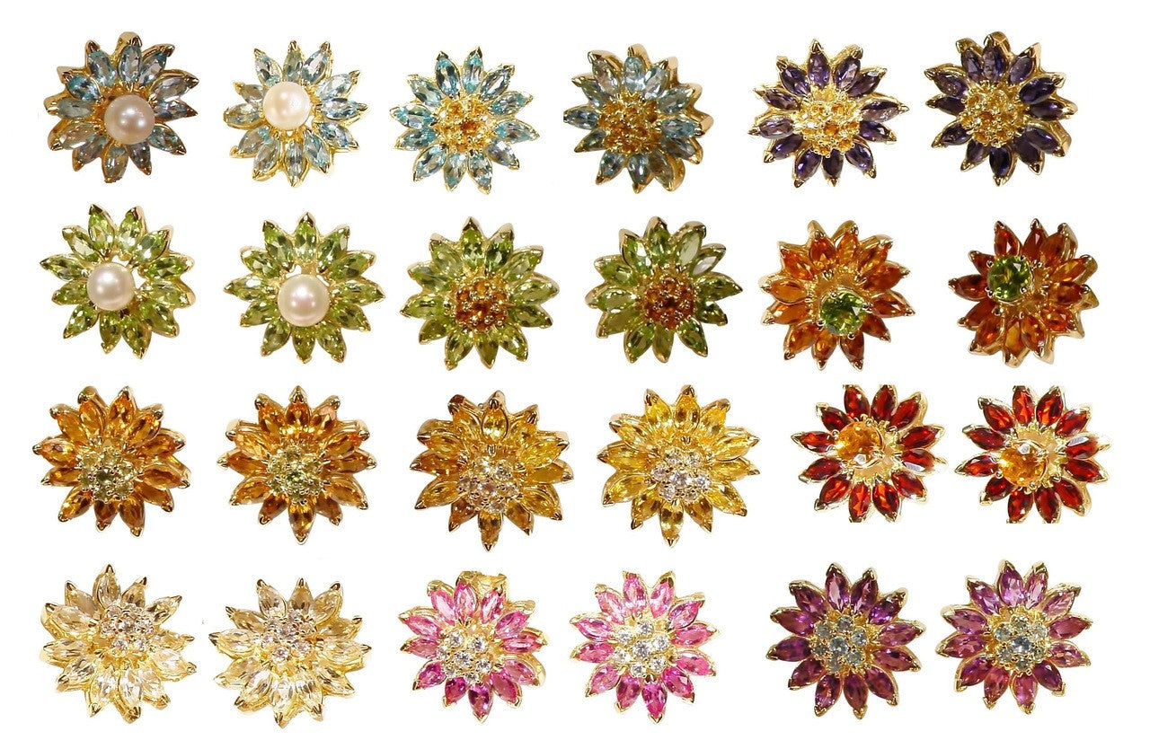 Sapphire Daisy Earrings: Pink, Yellow, Orange or White Sapphires in 18K Gold. Blue Sapphires Priced Separately.-15
