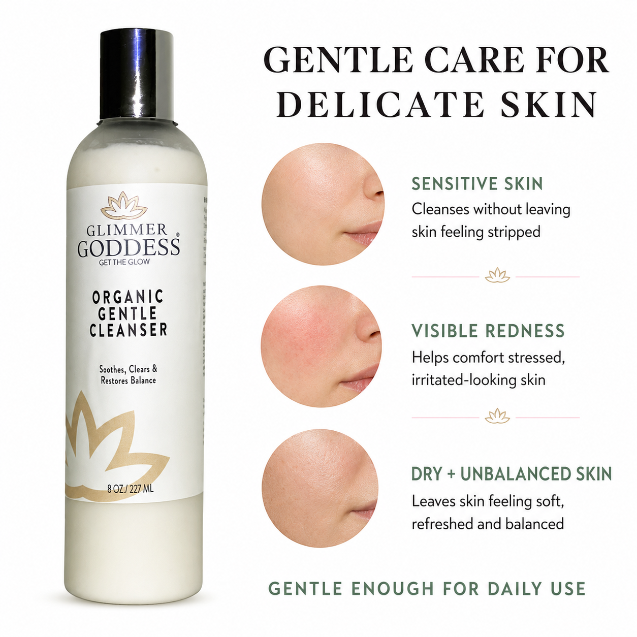Organic Sensitive Skin Cleanser – Gentle AHA Face Wash