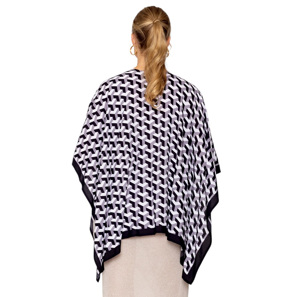 Geometric Pattern Print Ruana Poncho