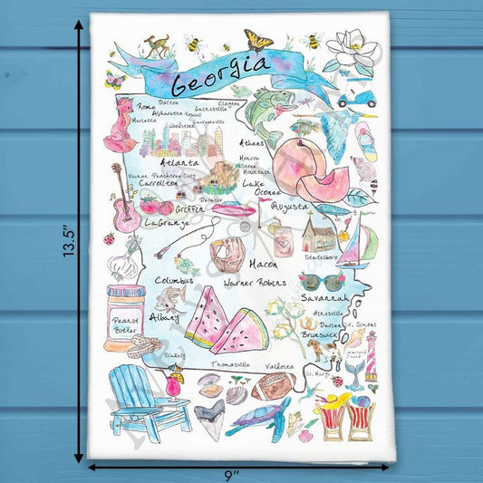 Georgia State Map Tea Towel-0