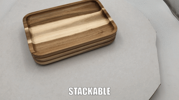 Zavis Green Acacia Wood Serving rectangle Stackable Tray / Dish 8" X 5" | Dishwasher Safe-2