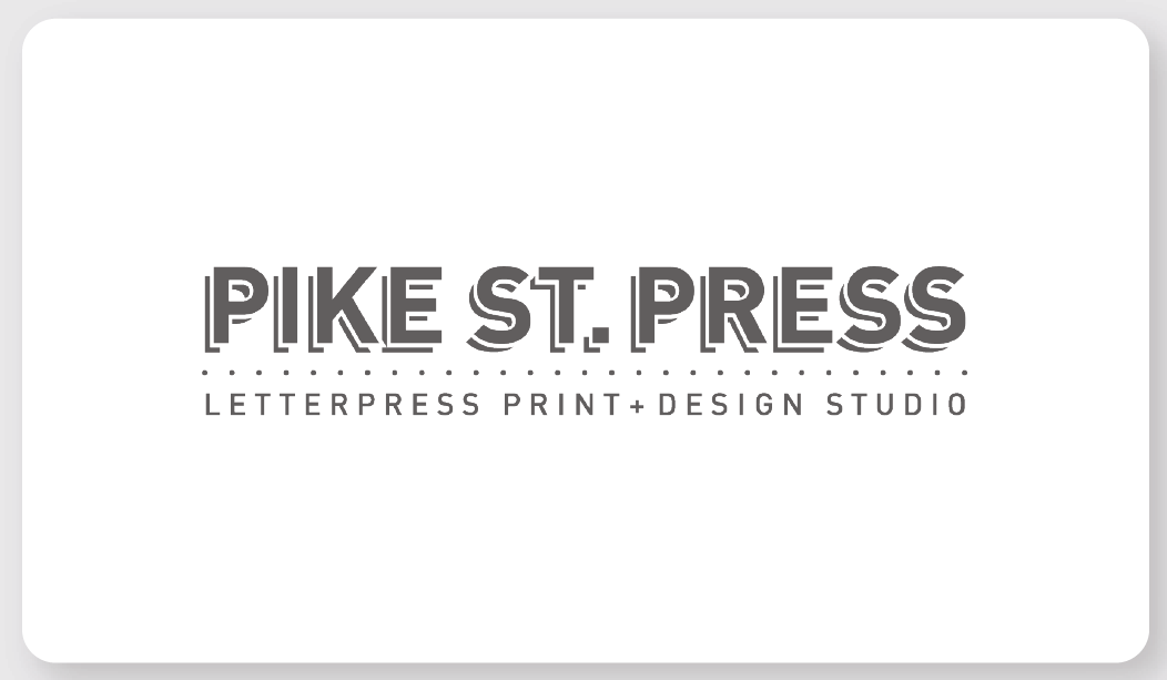 White card with 'Pike St. Press' logo on a light gray background