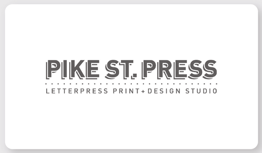 White card with 'Pike St. Press' logo on a light gray background