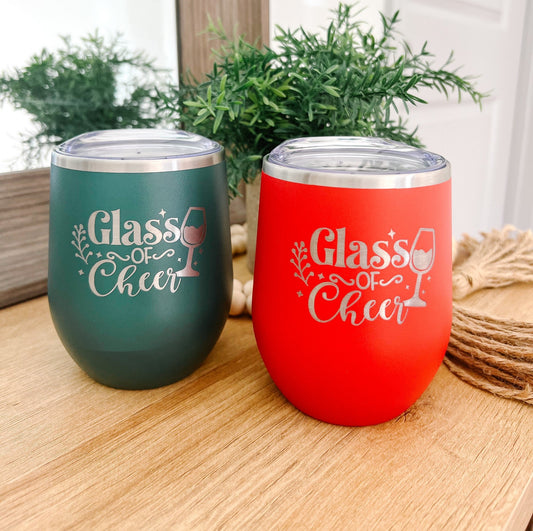 Christmas Wine Tumbler ("Glass of Cheer")-0