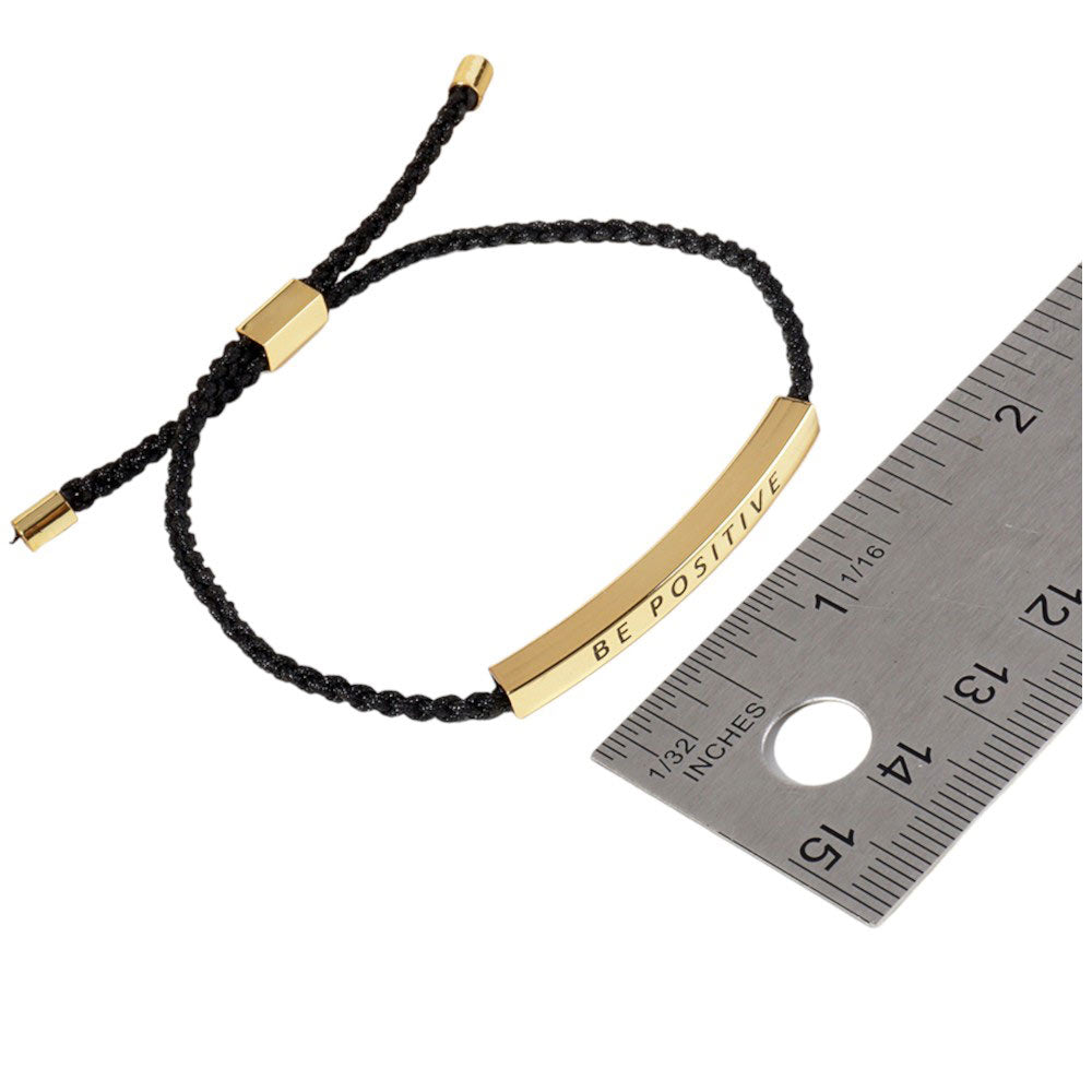 Gold Dipped STRENGTH Message Pointed Rope Pull Tie Bracelet