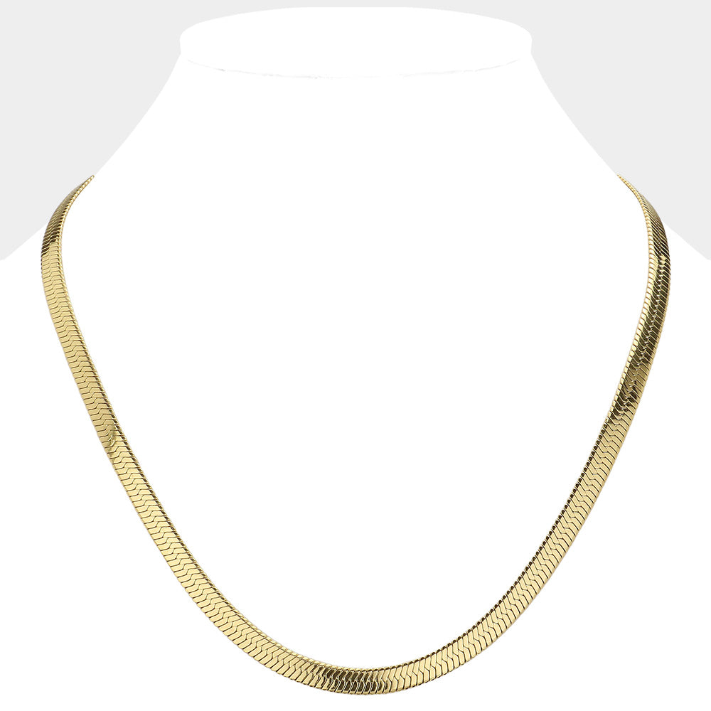 20 Inch, 6mm Stainless Steel Herringbone Chain Necklace
