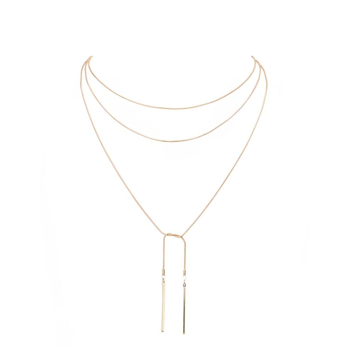 Metal Bar Dangle Tip Layered Necklace