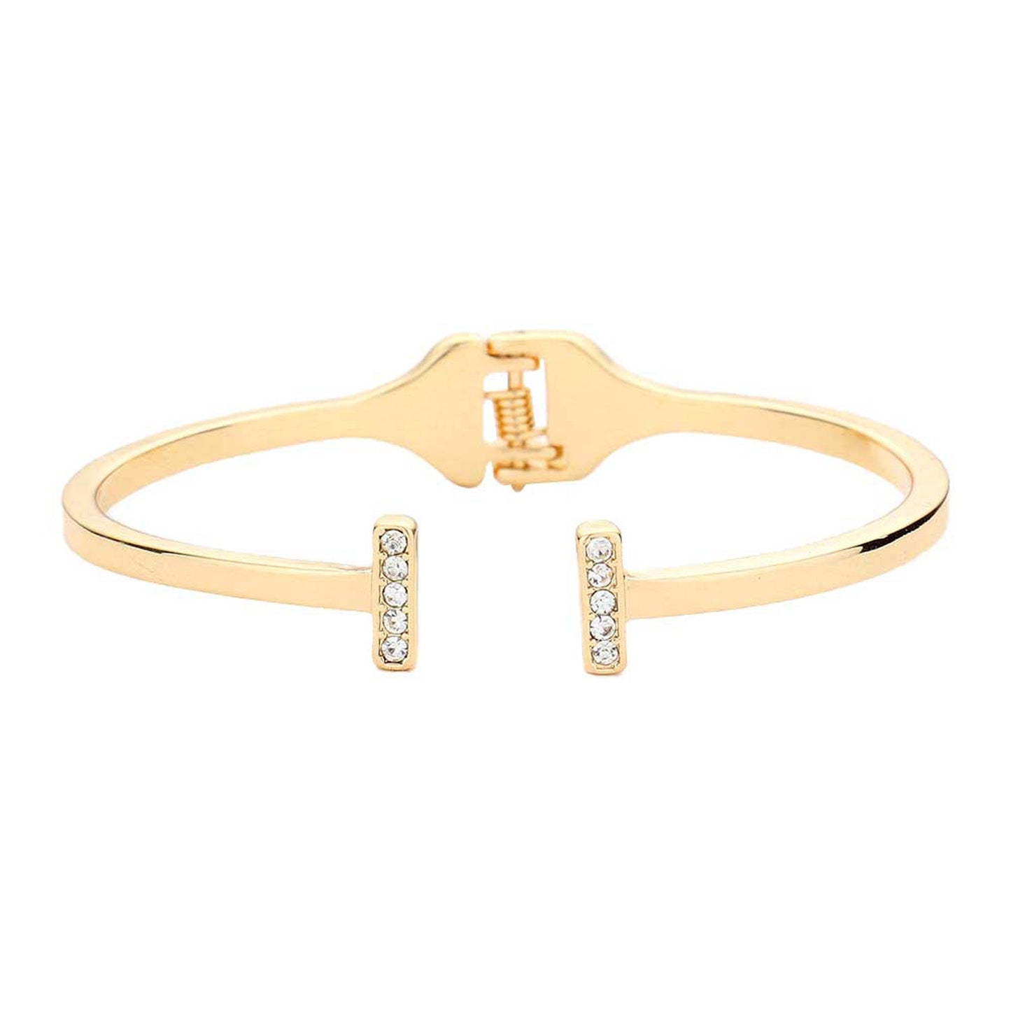 Rhinestone Embellished Metal Rectangle Cuff Bracelet