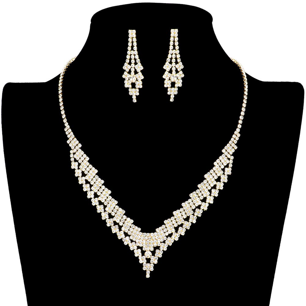 Round Stone Pointed Rhinestone Jewelry Set