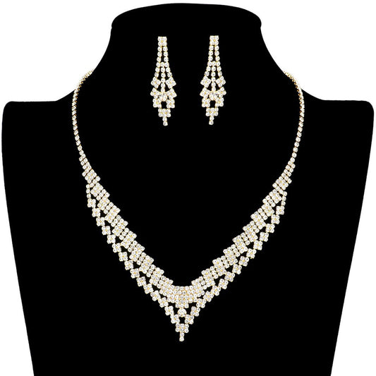 Round Stone Pointed Rhinestone Jewelry Set