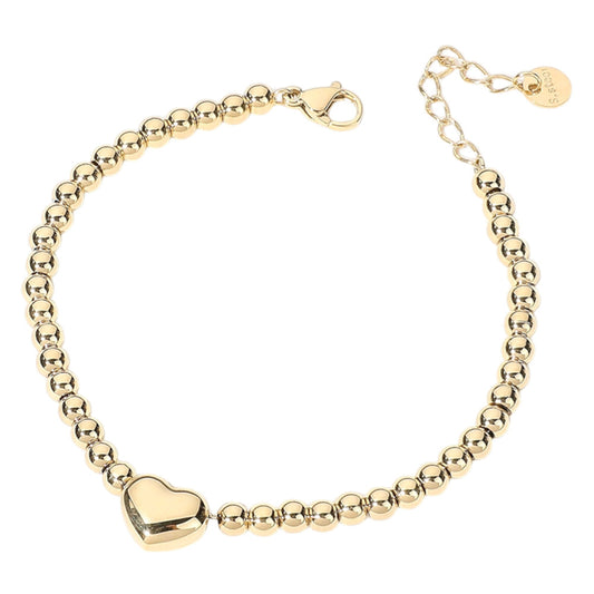 SECRET BOX_Stainless Steel Heart Pointed Ball Beaded Bracelet