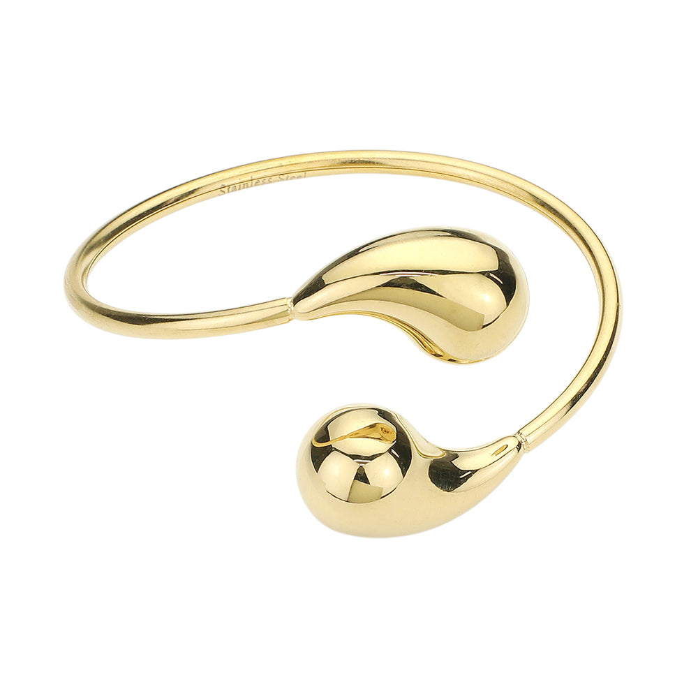 Stainless Steel Teardrop Tip Wire Bangle Bracelet
