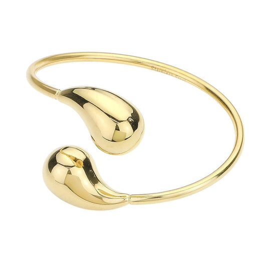 Stainless Steel Teardrop Tip Wire Bangle Bracelet