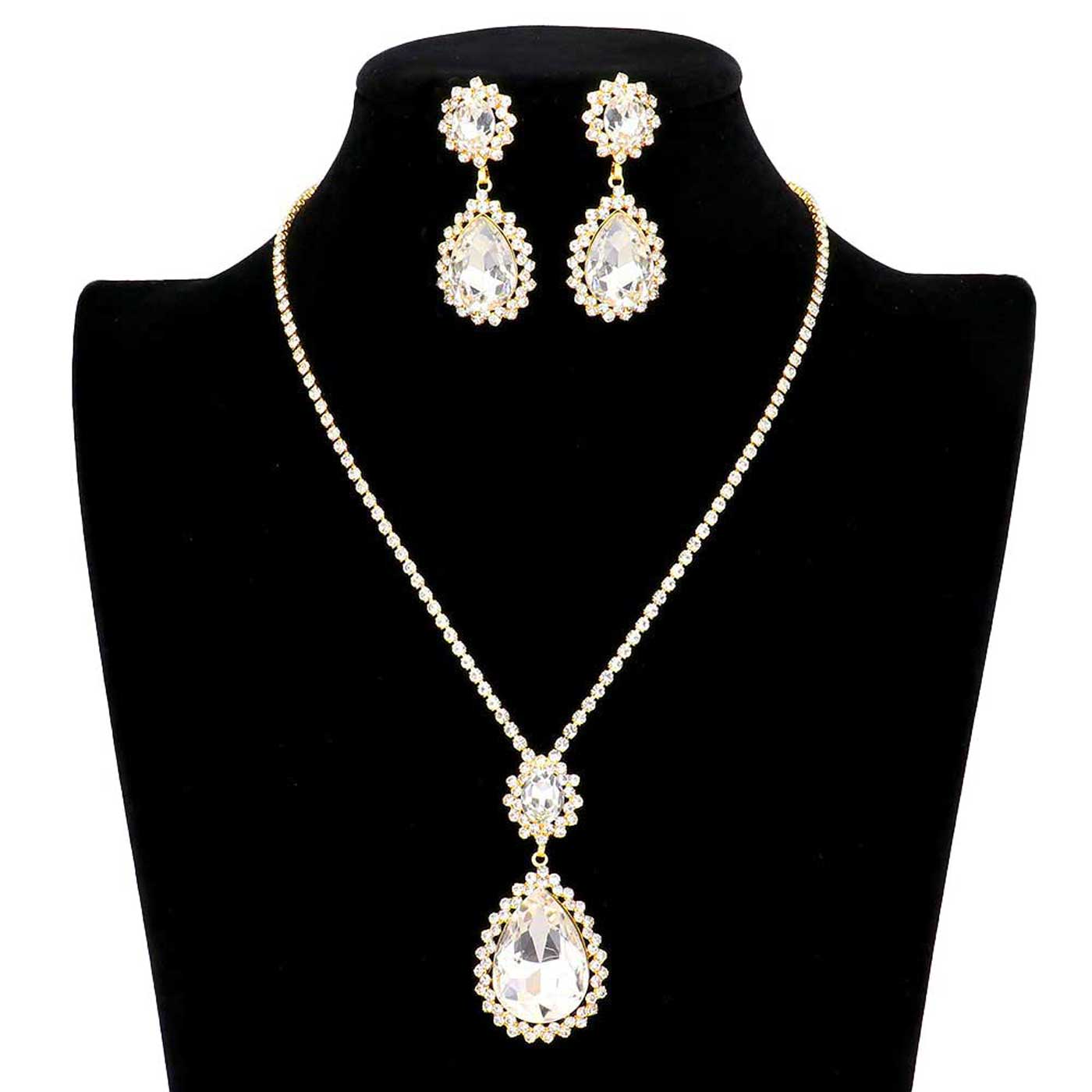 Teardrop Accented Rhinestone Necklace