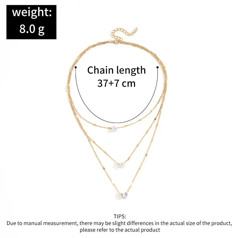 Gold necklace with chain length and weight information on a white background