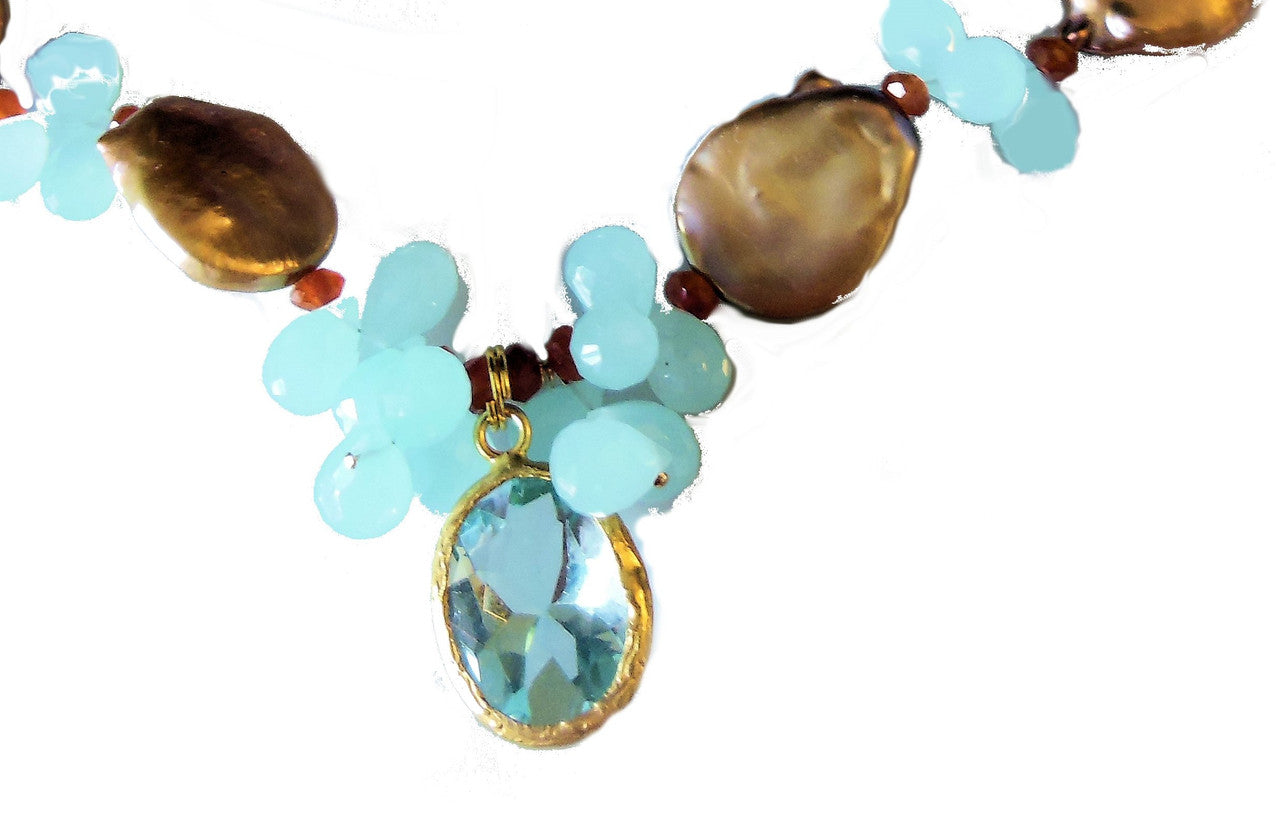 Aqua and Orange on tan coin pearls-2