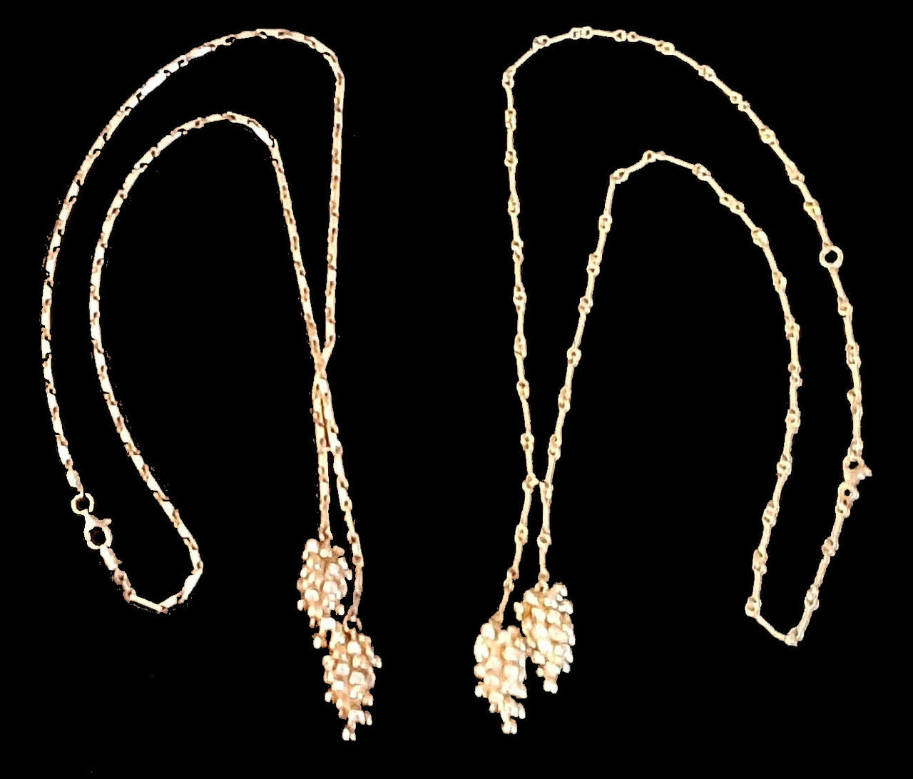 Grapes Necklace, 14K Gold with Diamonds: Lariat Style on Handmade Chain-5