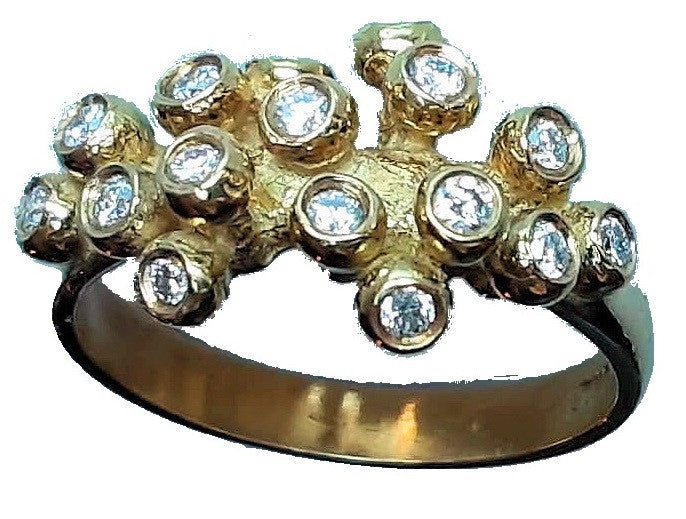 Grapes Ring, Sterling Silver with Diamonds-2