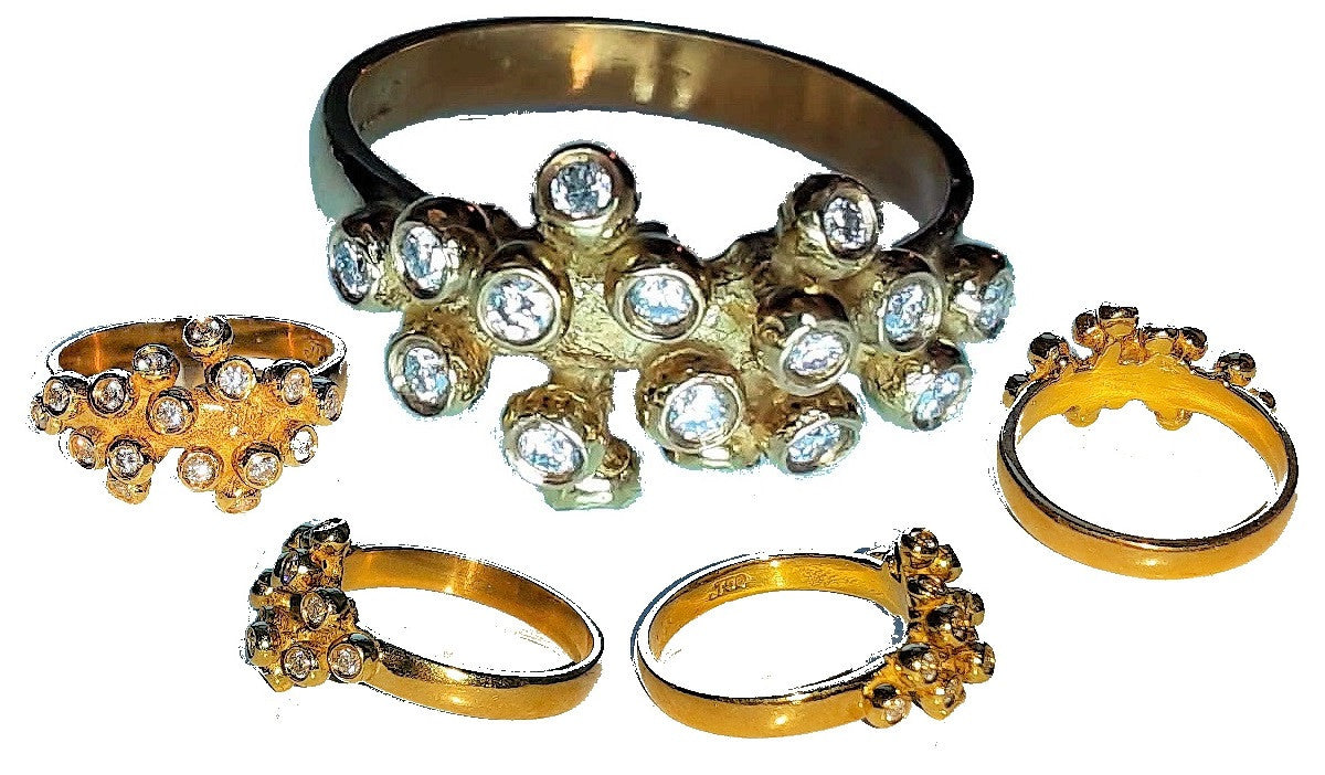 Grapes Ring, Sterling Silver with Diamonds-3