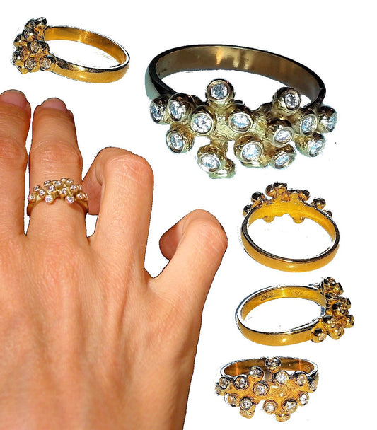 Grapes Ring, Sterling Silver with Diamonds-10