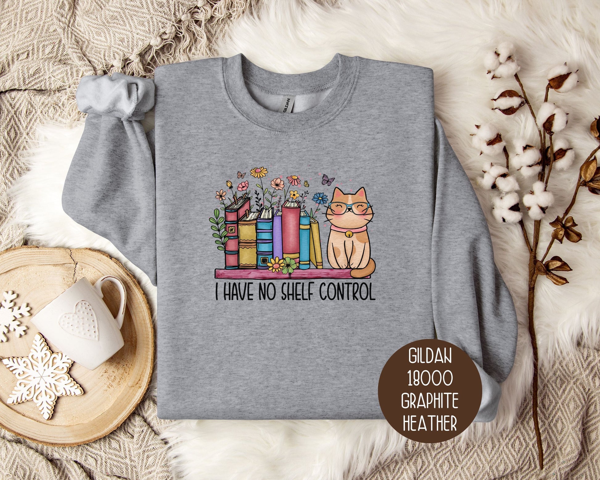 I Have No Shelf Control Cat Sweatshirt-3