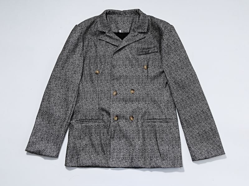 Gray textured peacoat on a light gray background mens gray grey patterned blazers