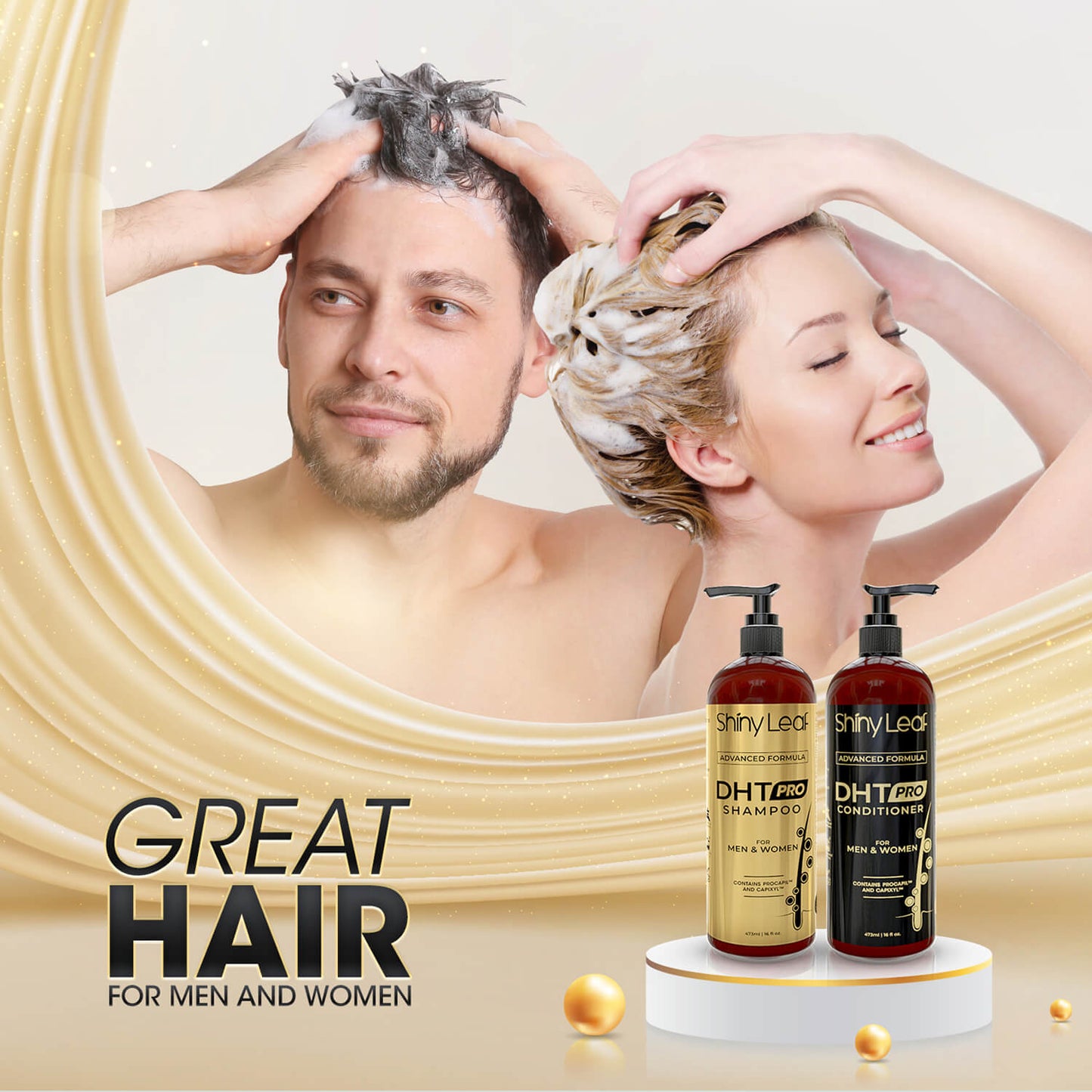 DHT Pro Shampoo with Procapil and Capixyl for Anti-Hair Loss 16 oz Shiny Leaf