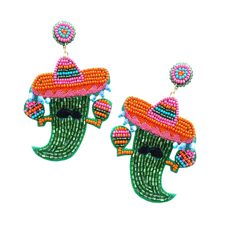 Felt Back Beaded Chili Pepper Dangle Earrings