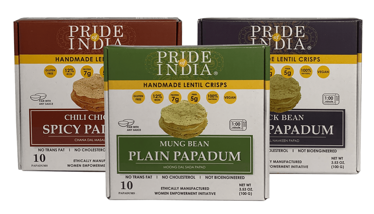 Assorted Papadum Lentil Crisps - Plain, Salty & Spicy-0