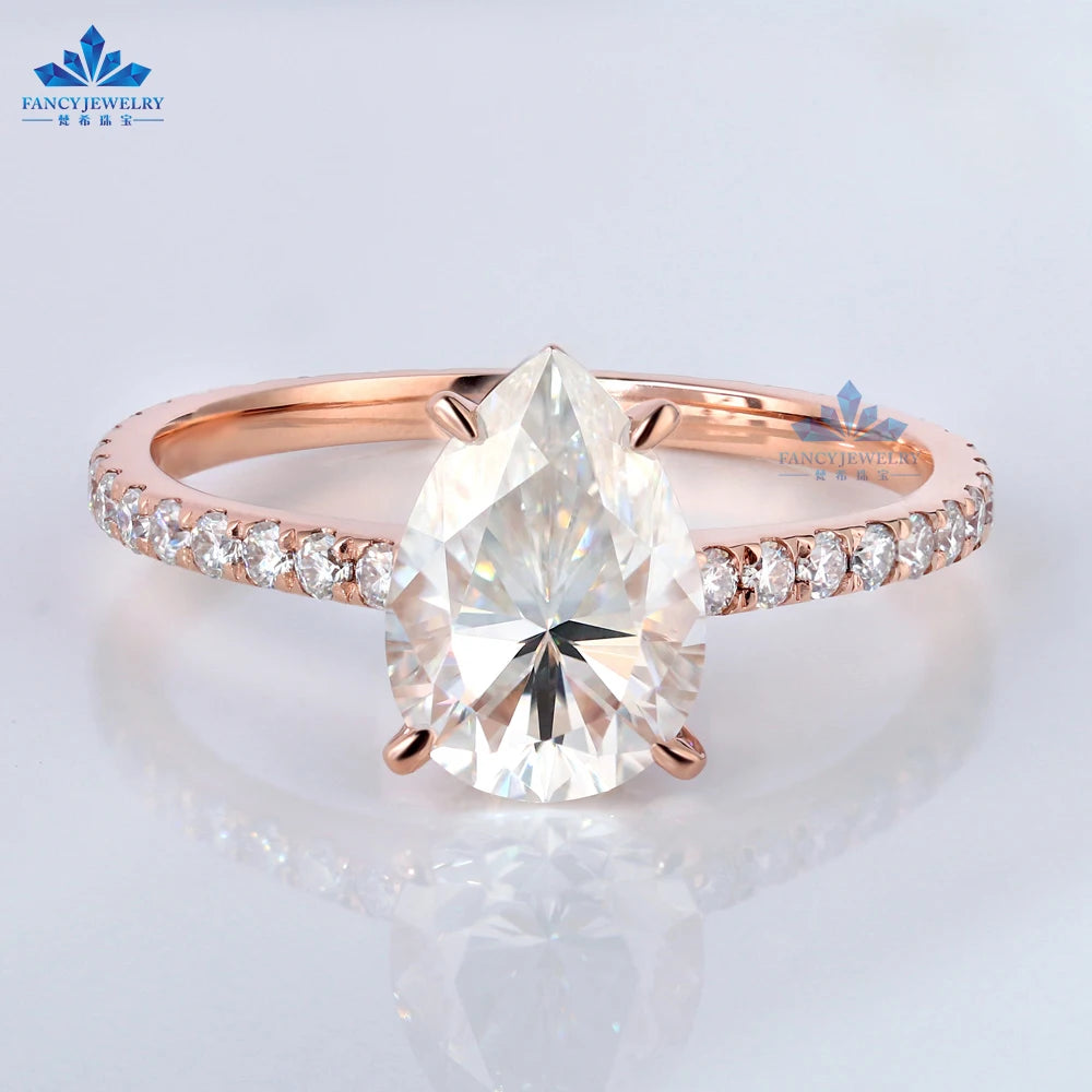 Lab Ceate Diamond Ring 14k Gold 2ct Pear Cut Moissanite Diamond Ring Ladies Wedding Band Engagement Ring Diamond