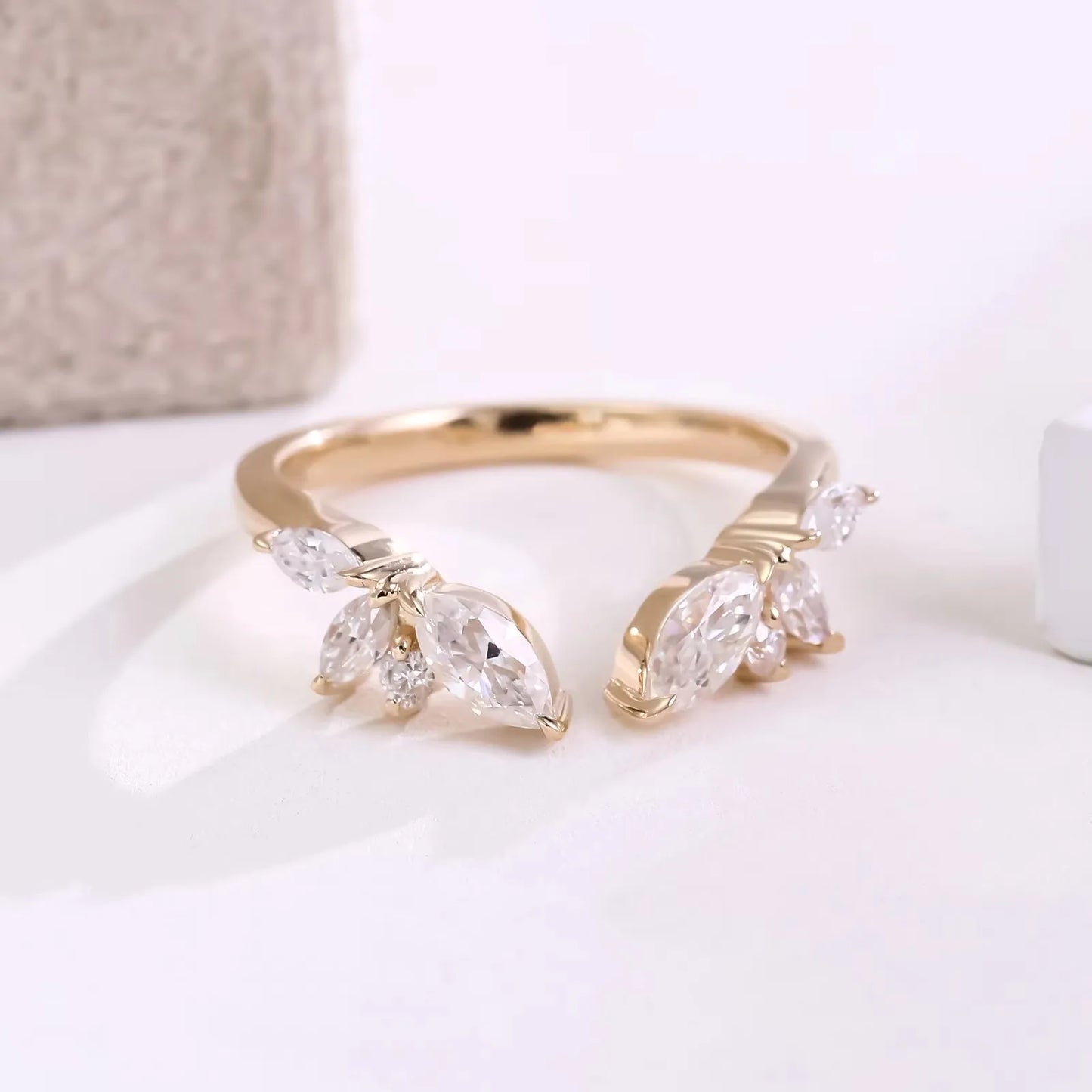 Provence Jewelry Customized Gold Ring Band Ring 14k Solid Gold Rings with Lab Diamond /moissanite Stone Woman Fine Jewelry