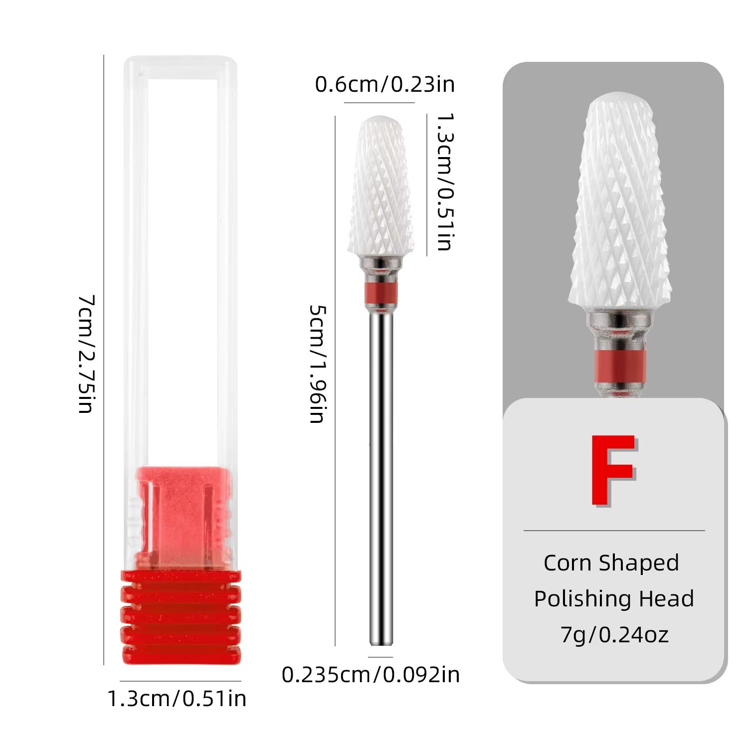 CERAMIC NAIL BIT (Cone)  Red, F #409, 1 PCS-0