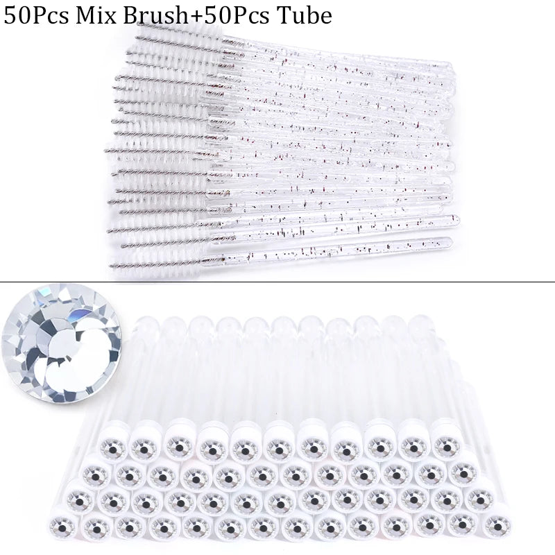 Reusable Eyebrow Brush Tube Disposable Eyelash Brush Eyebrow Brush Replaceable Dust-proof Sparkling Broken Diamond Makeup Brush