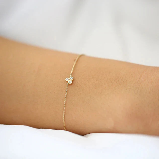 VLOVE Personalized Jewelry Diamond Bracelets Jewelry 14K Gold Triangle Trio Dainty Diamond Bracelet