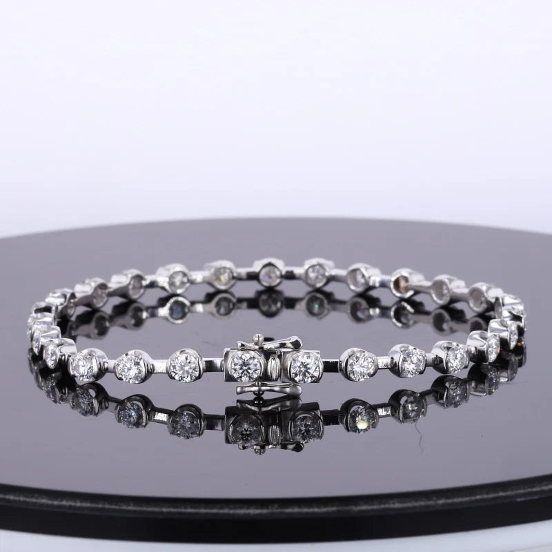 Sparkle 14k Gold Customized Men Women Moissanite Round Tennis Bracelet Jewelry